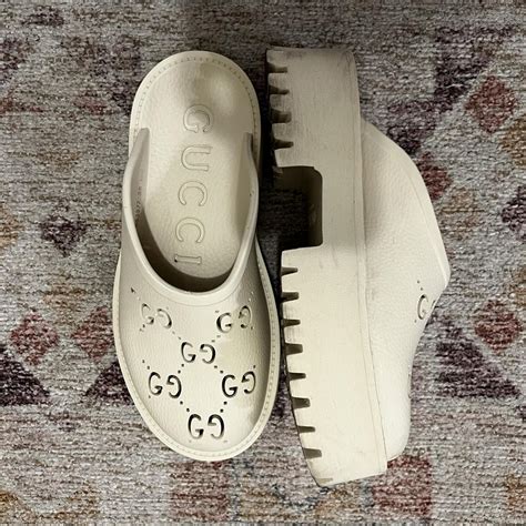 cream gucci crocs|Gucci slip on women.